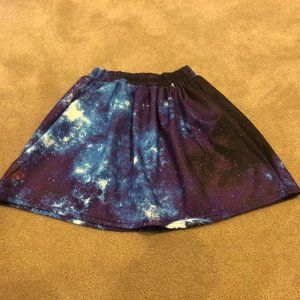 Dark galaxy print skater skirt